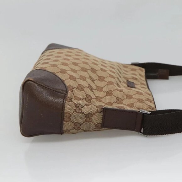 GUCCI GG Canvas Shoulder Bag Beige Silver - Picture 4 of 14